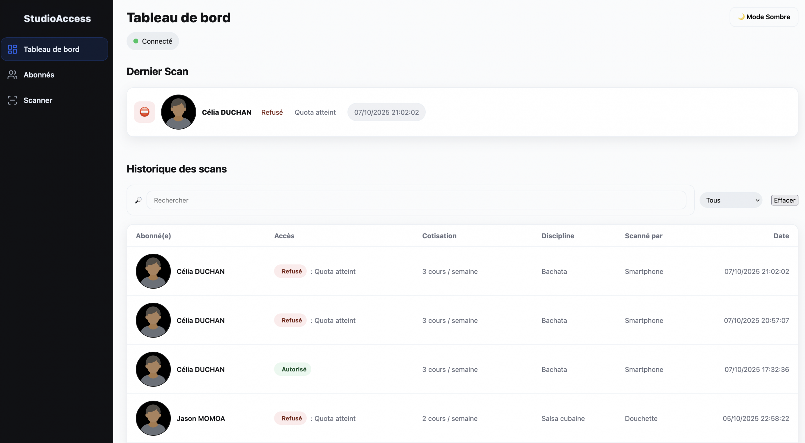 Contrôle d’accès par QR code